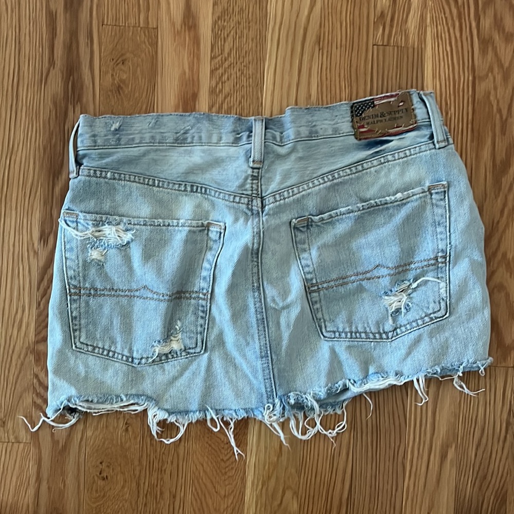 Denim & Supply Ralph Lauren Vintage Mini Distressed Blue Jean Skirt Size 28 - Picture 3 of 6